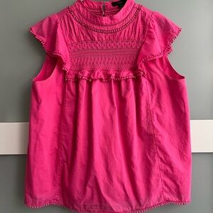 J. Crew Hot Pink Lace Detail Top